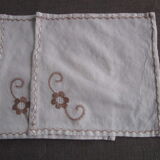 Lot de 6 serviettes à thé anciennes brodées
