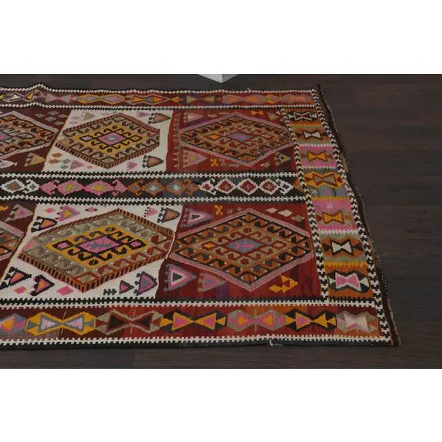 1970s Vintage Turkish Oushak Handmade Wool Cotton Brown Runner Rug 135x300