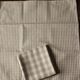 Lot 6 gingham cotton napkins and beige linen tiles