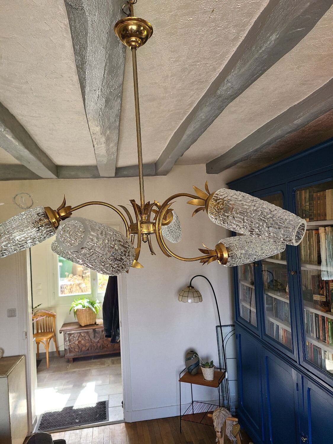 Lustre 1970 vintage feuille d'ananas