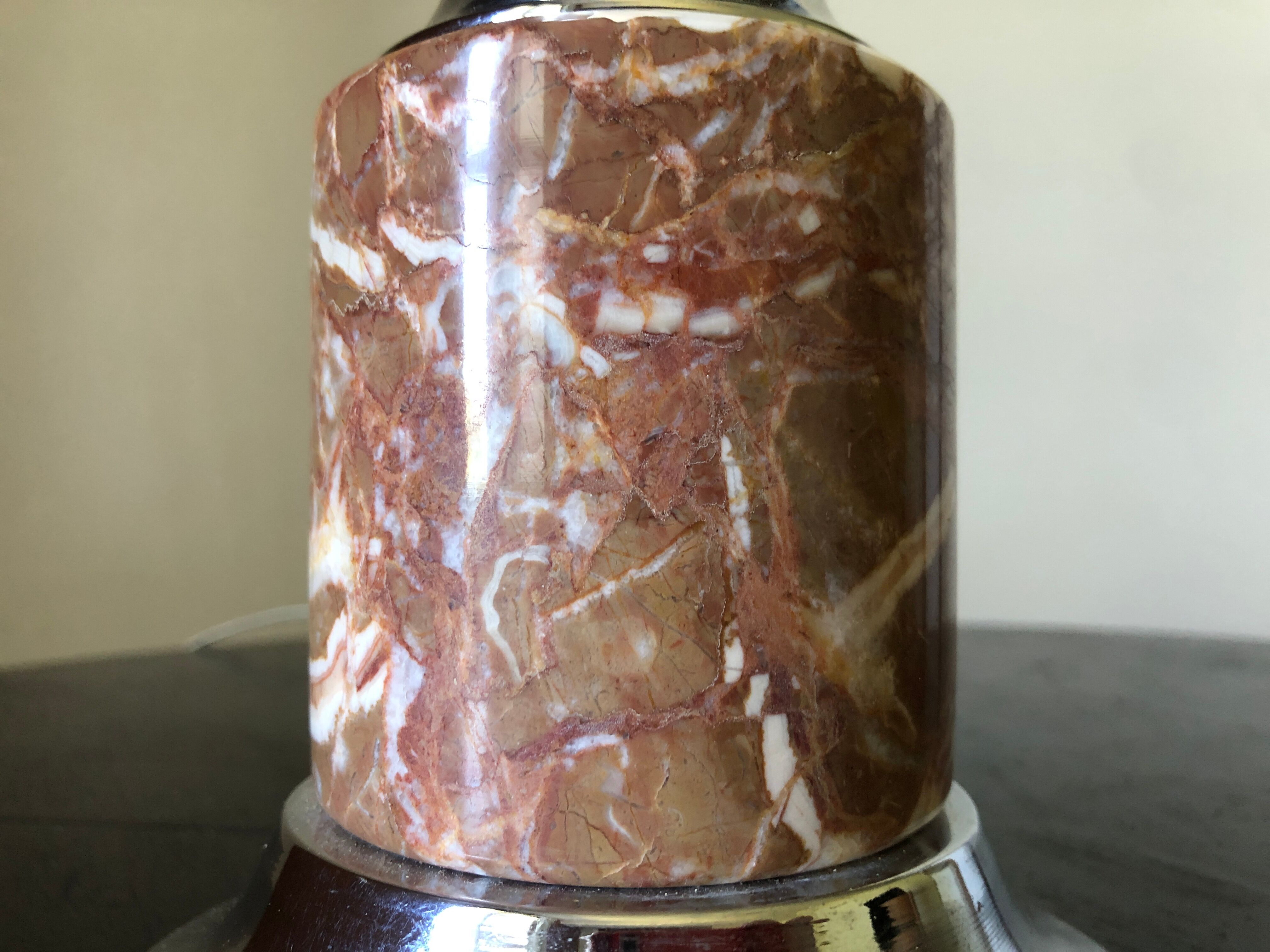 Lamp foot chrome and pink marble