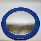 Round wall mirror syla blue frame in vintage plastic