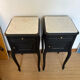 Pair of marble and wood bedside curved feet