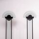 Set of Memphis style frosted glass floor lamps. Circa 1980