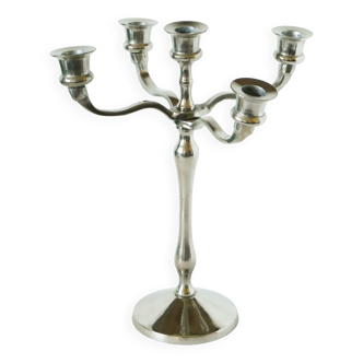 Vintage chrome metal candlestick - 32 x 28 cm