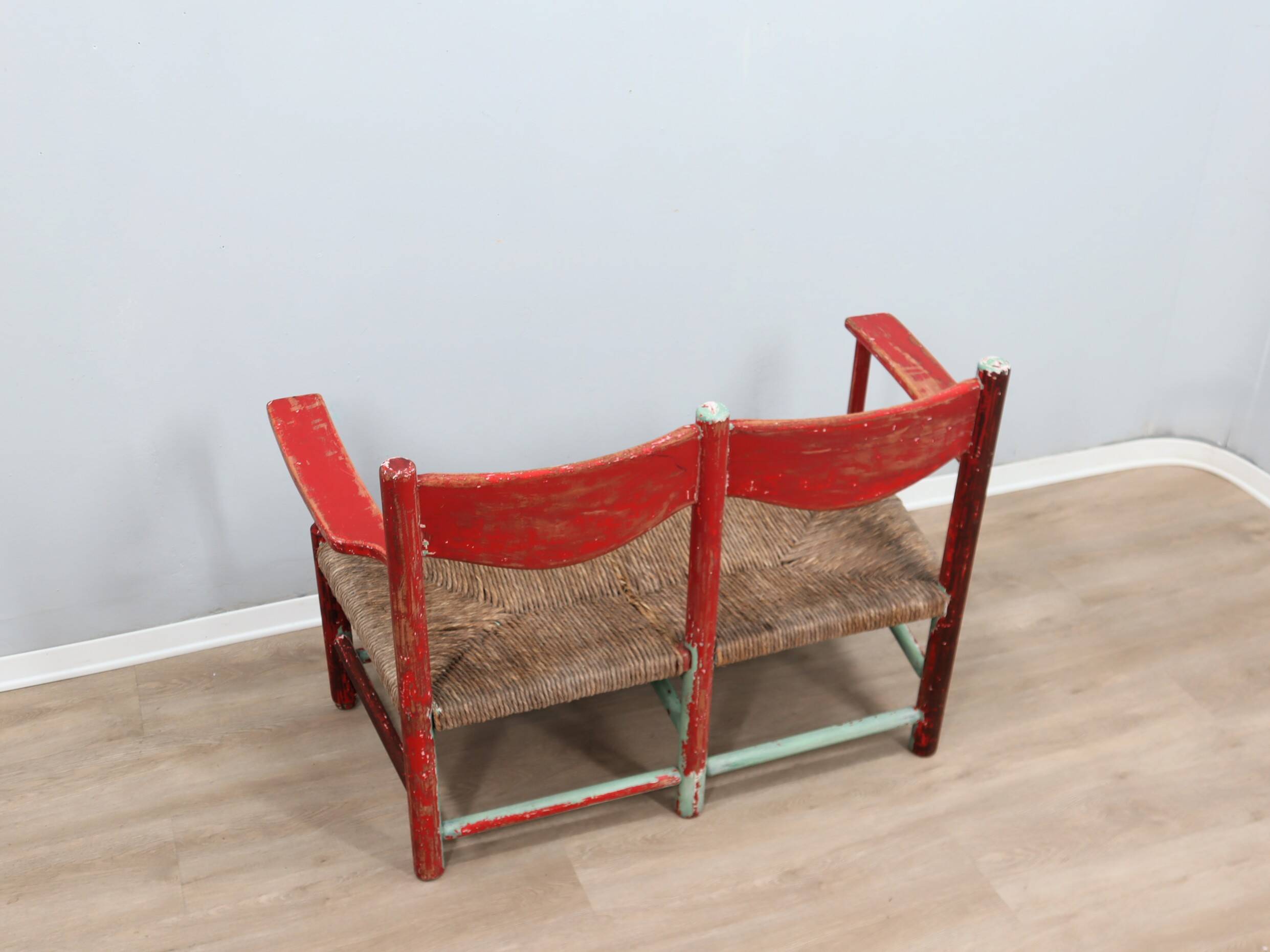 1930s Italian rustic wooden country chic bench