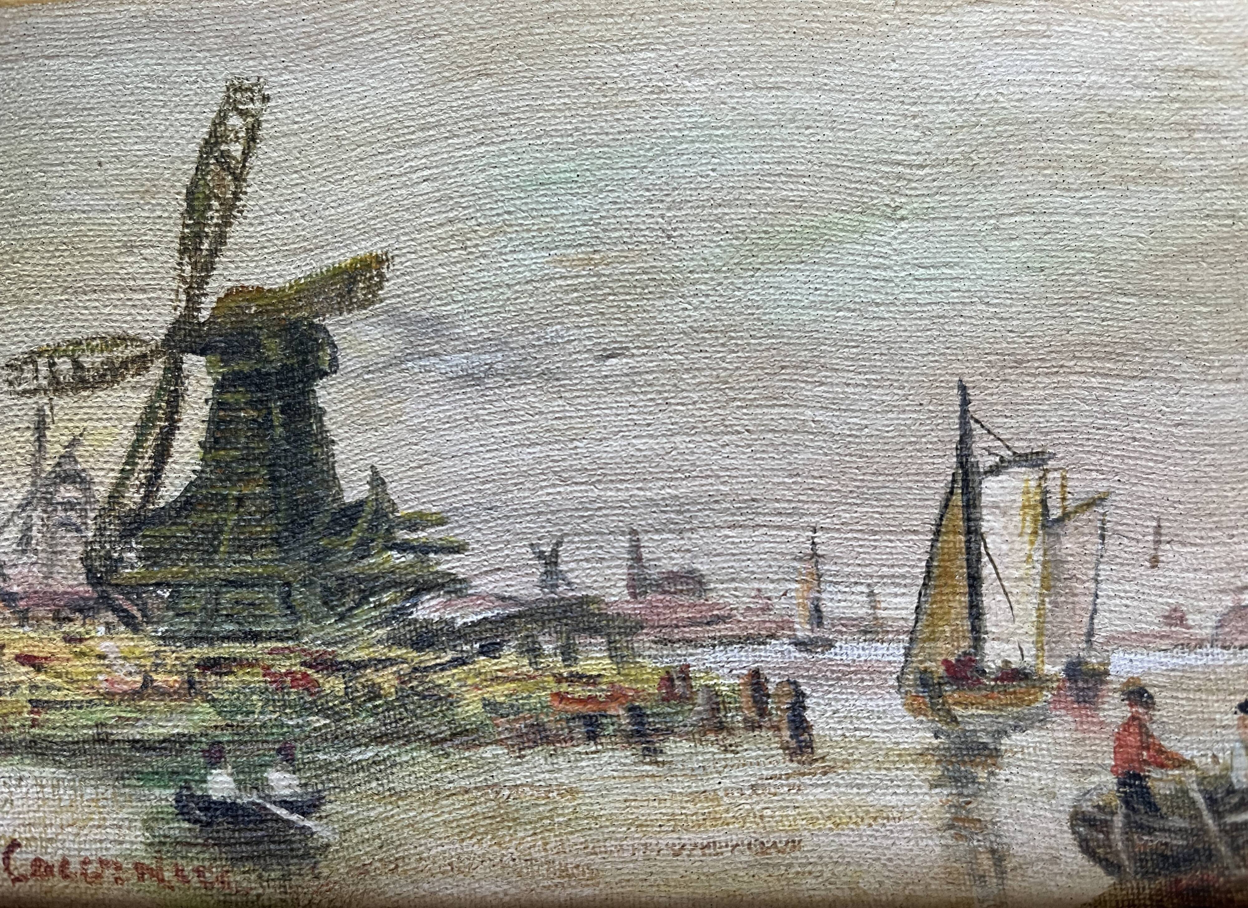 Painting: oil on canvas - lake edge of the mills