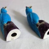 Pair of enamelled porcelain parrots, Chinese, 1960s.