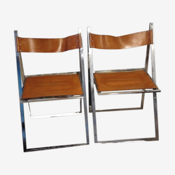 Pair of Elios Italy Folding Chairs from the 70s.