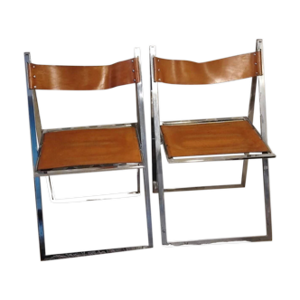 Pair of Elios Italy Folding Chairs from the 70s.