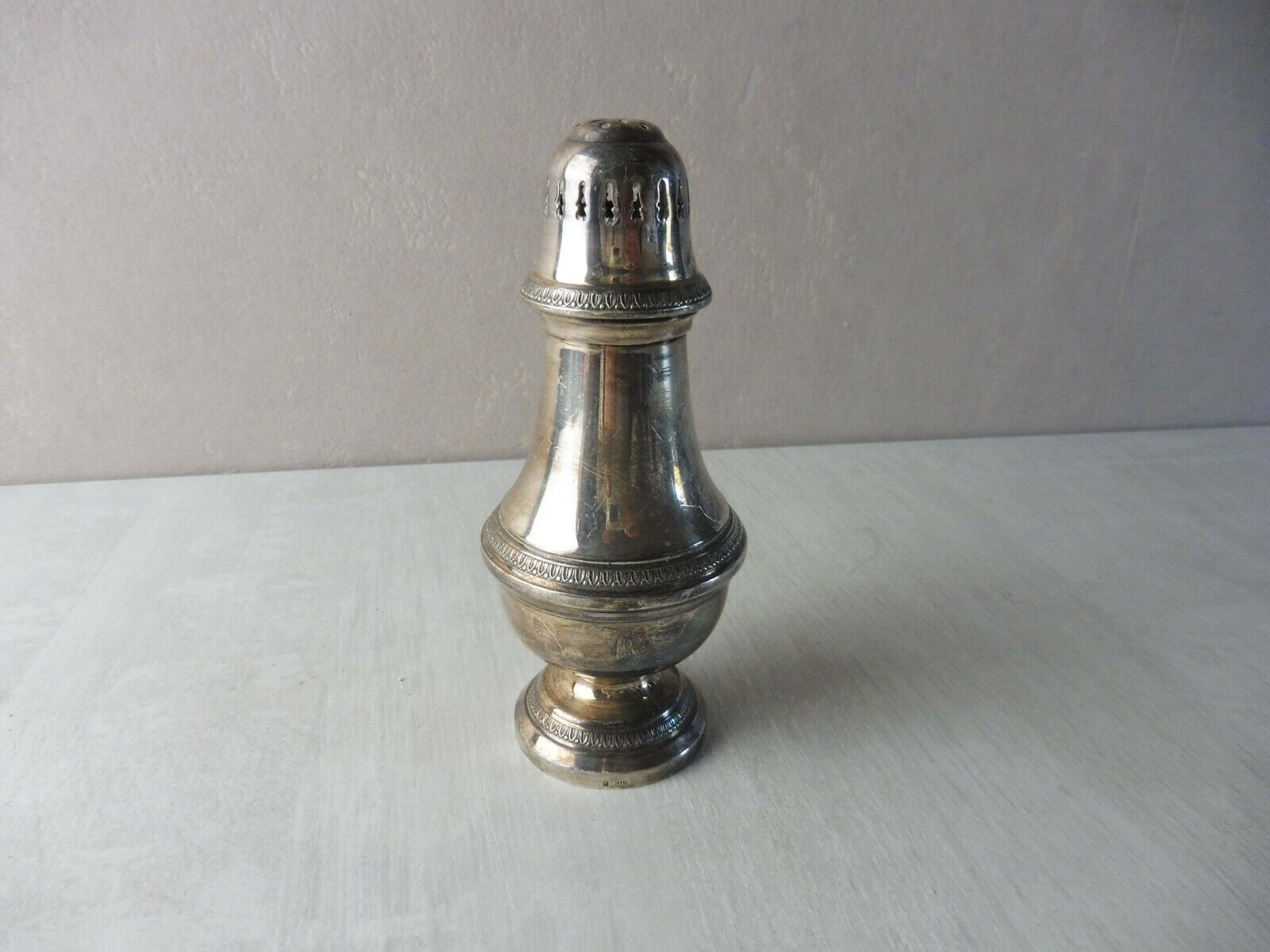 Old sprinkler, silver metal, SFAM hallmark