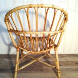 Fauteuil coquille en rotin