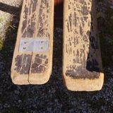 3 pairs of old skis