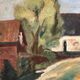 Original Mid Century Swedish Oil On Canvas – “Suburbia” By Erik Hult