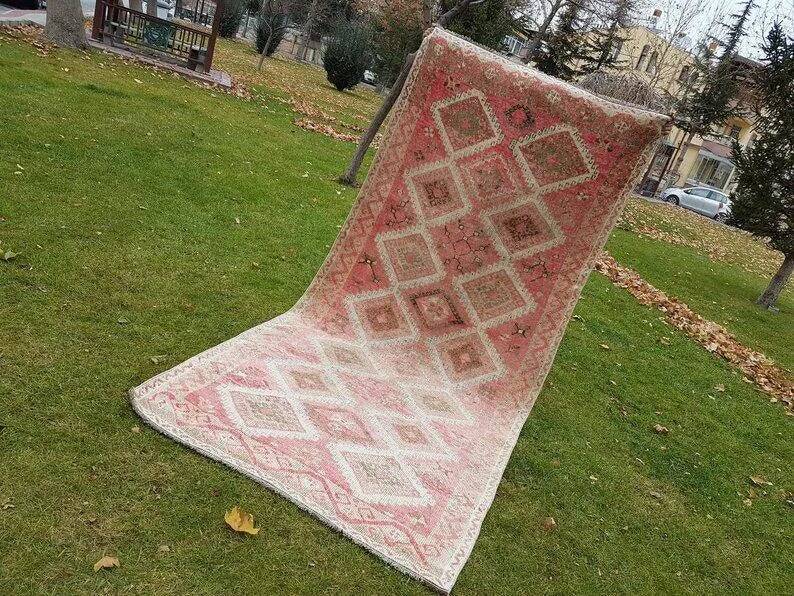 Vintage Turkish hallway rug 150x330 cm