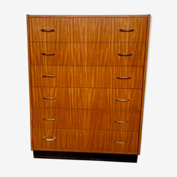 Vintage teak semainier chest of drawers with 6 drawers year 1960