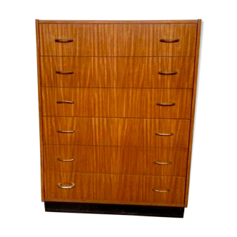 Vintage teak semainier chest of drawers with 6 drawers year 1960