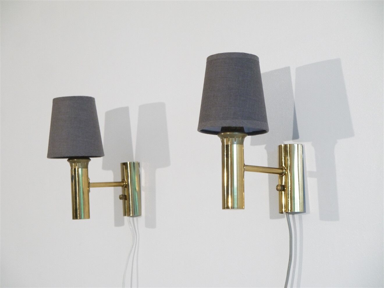 Pair of vintage brass wall lamps from Falkenberg, Sweden1970