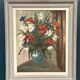 Huile sur panneau d'origine – “Bloomer” par Hartiviq – Datée de 1954 – Vintage et encadrée – 57 × 66 cm (22,4" × 26")