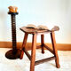 Tabouret de traite brutaliste en bois 1950