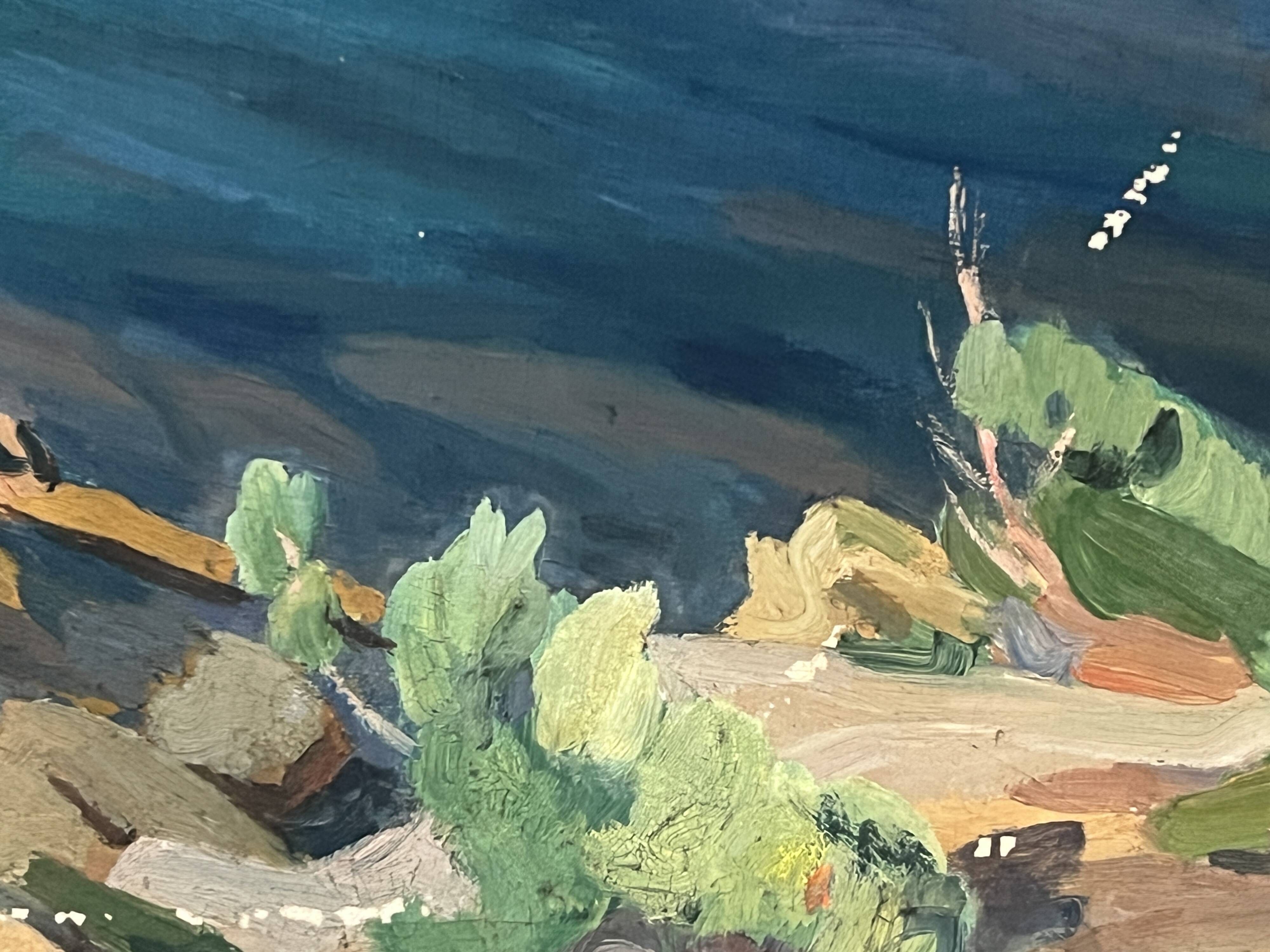 "View of the AGUAY Bay" Oil on canvas by Edmond ASTRUC 20th century