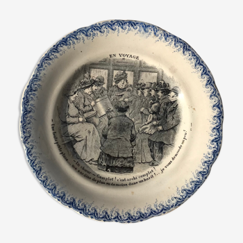 Talking plate "En voyage" n•XI - faience factory Choisy le roi