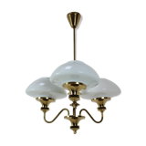 Mid-Century Brass Chandelier, Czechoslovakia, 1970s, Made in Jablonec Glassworks