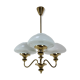 Lustre en laiton du milieu du siècle, Tchécoslovaquie, années 1970, fabriqué dans la verrerie de Jablonec