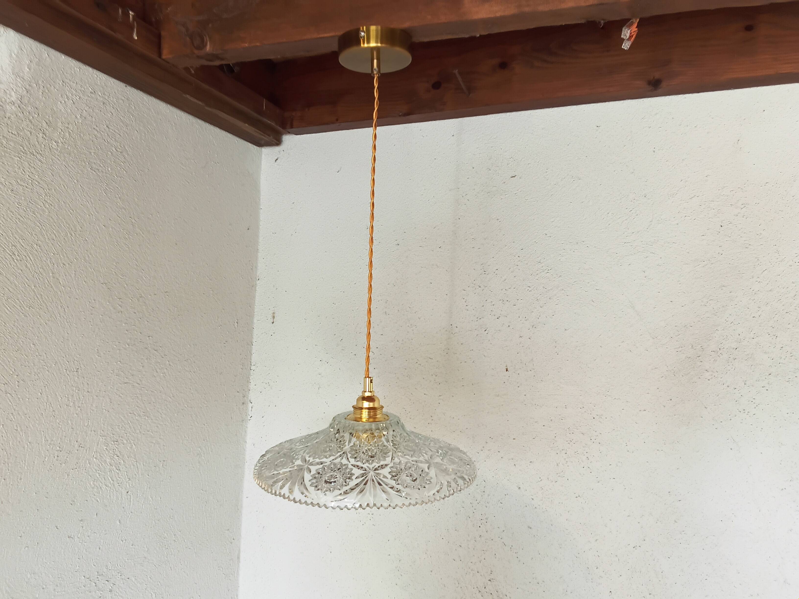 Vintage chiseled glass pendant light