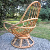 Pair of egg rattan armchairs