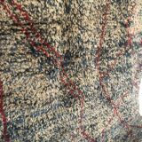 Berber carpet beni ouarain mottled brown and grey with red patterns 3.07x2.24m