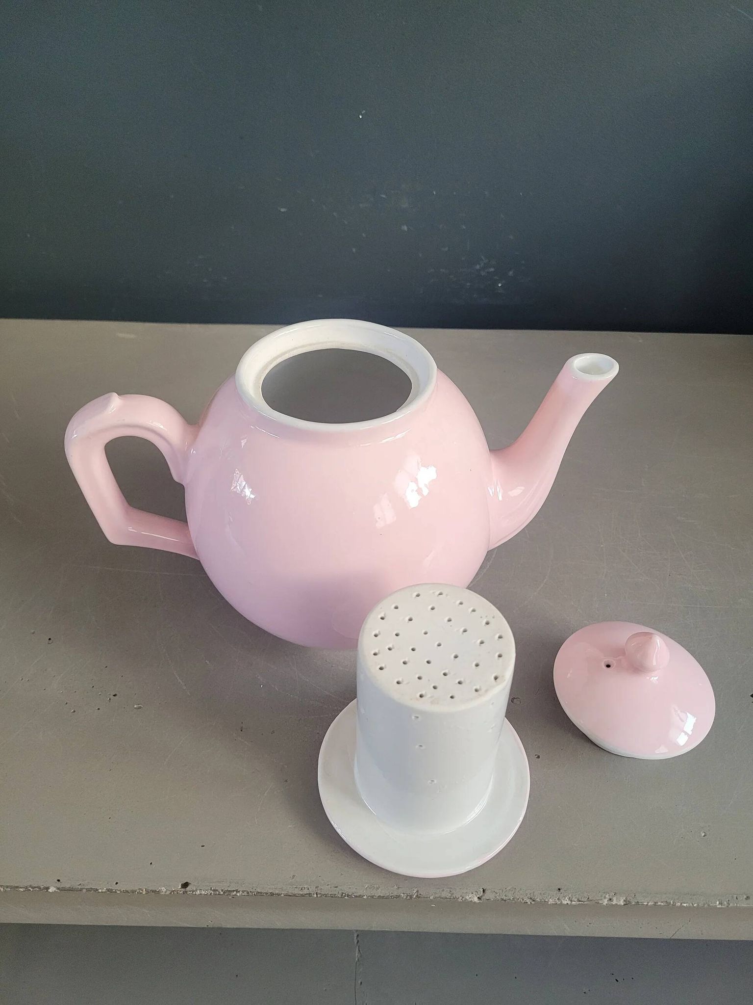Antique pink porcelain teapot with filter - 1.5L - Ref 886