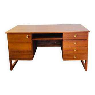 Bureau scandinave en bois de placage et piétement traîneau