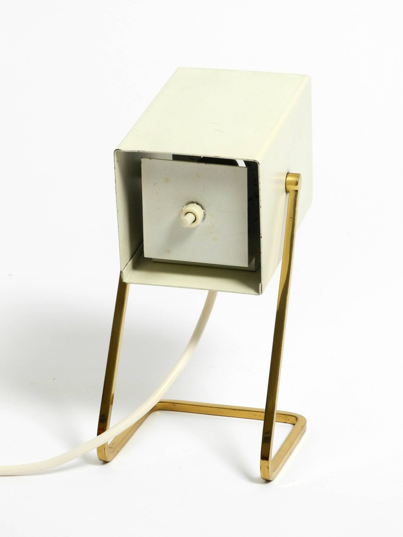 Great Mid Century metal bedside lamp with brass base by Kaiser Leuchten