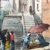 Watercolour painting Pierre Comba (1859-1934) Landscape of Sardinia Italy Nice