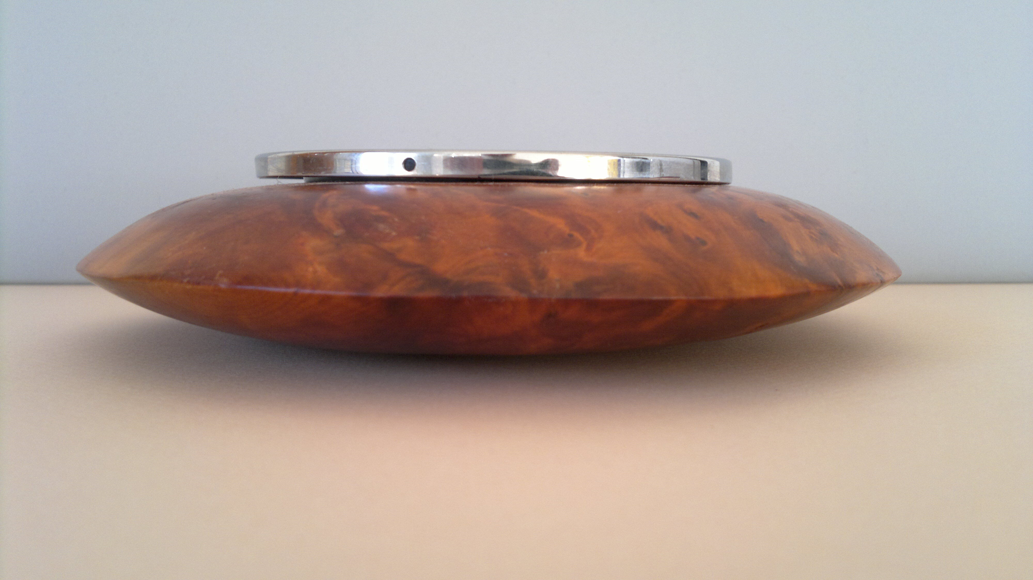Modernist ashtray in walnut and metal