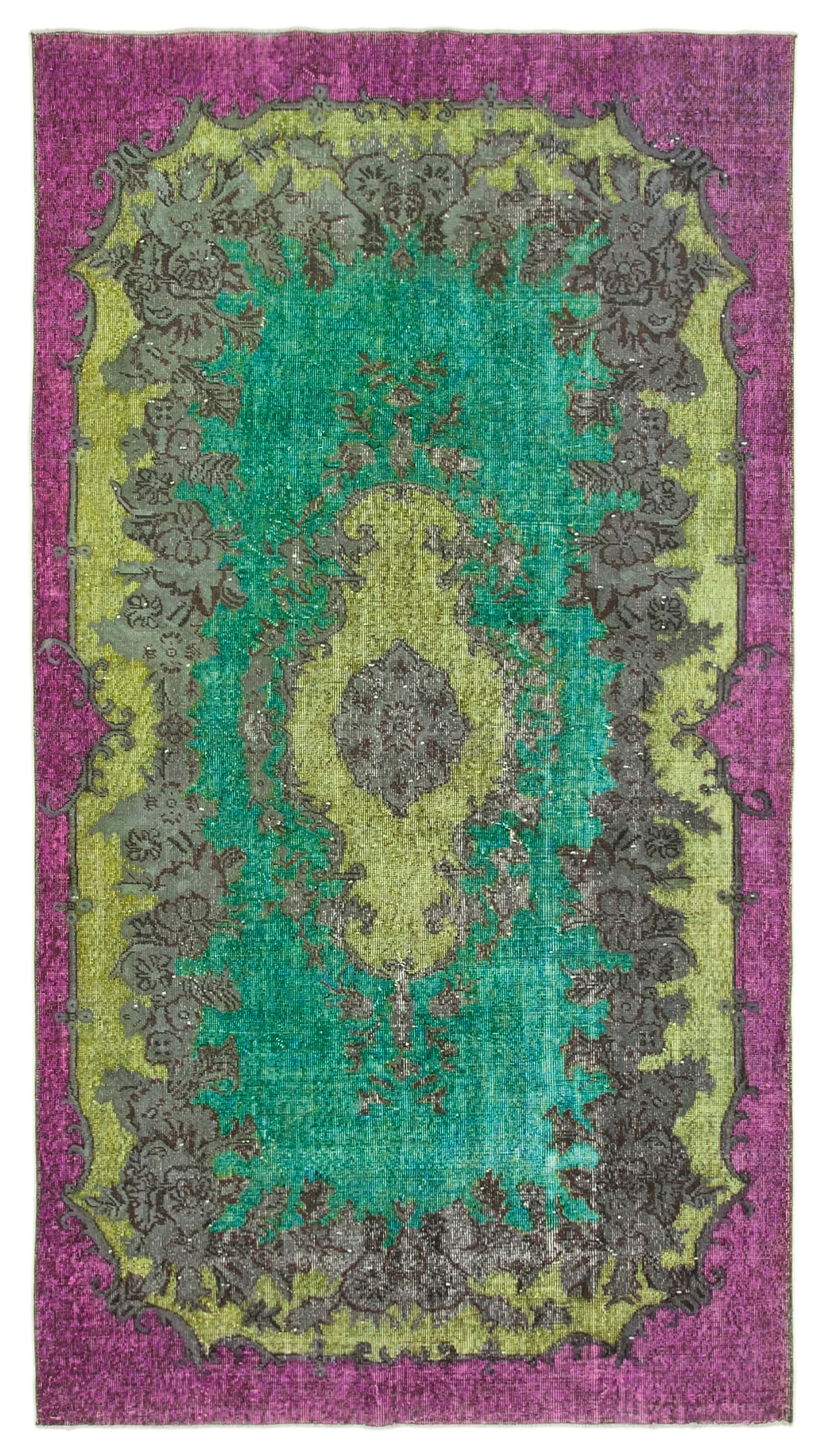 Hand-knotted oriental 1980s 171 cm x 307 cm green carpet