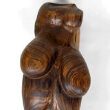 Important Sculpture of a Woman's Body, Cedar and Oak, Brutalism, 1970