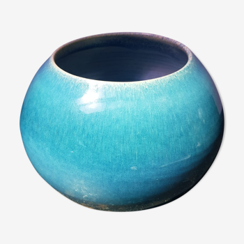 Old vase ball ceramic blue 70s vintage decoration
