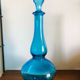 Vintage glass decanter space age turquoise