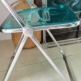 Set of 4 Castelli blue Plia folding chairs