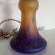 Müller Frères - Pied de Lampe verre marmoréen orange bleu & fer forgé