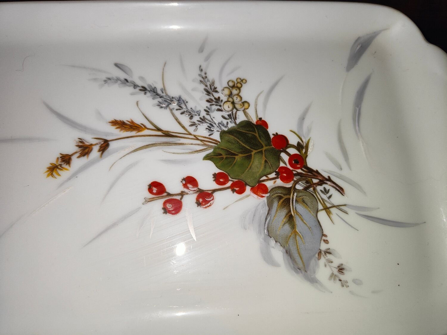 Glazed porcelain cake dish from Limoges Ternet