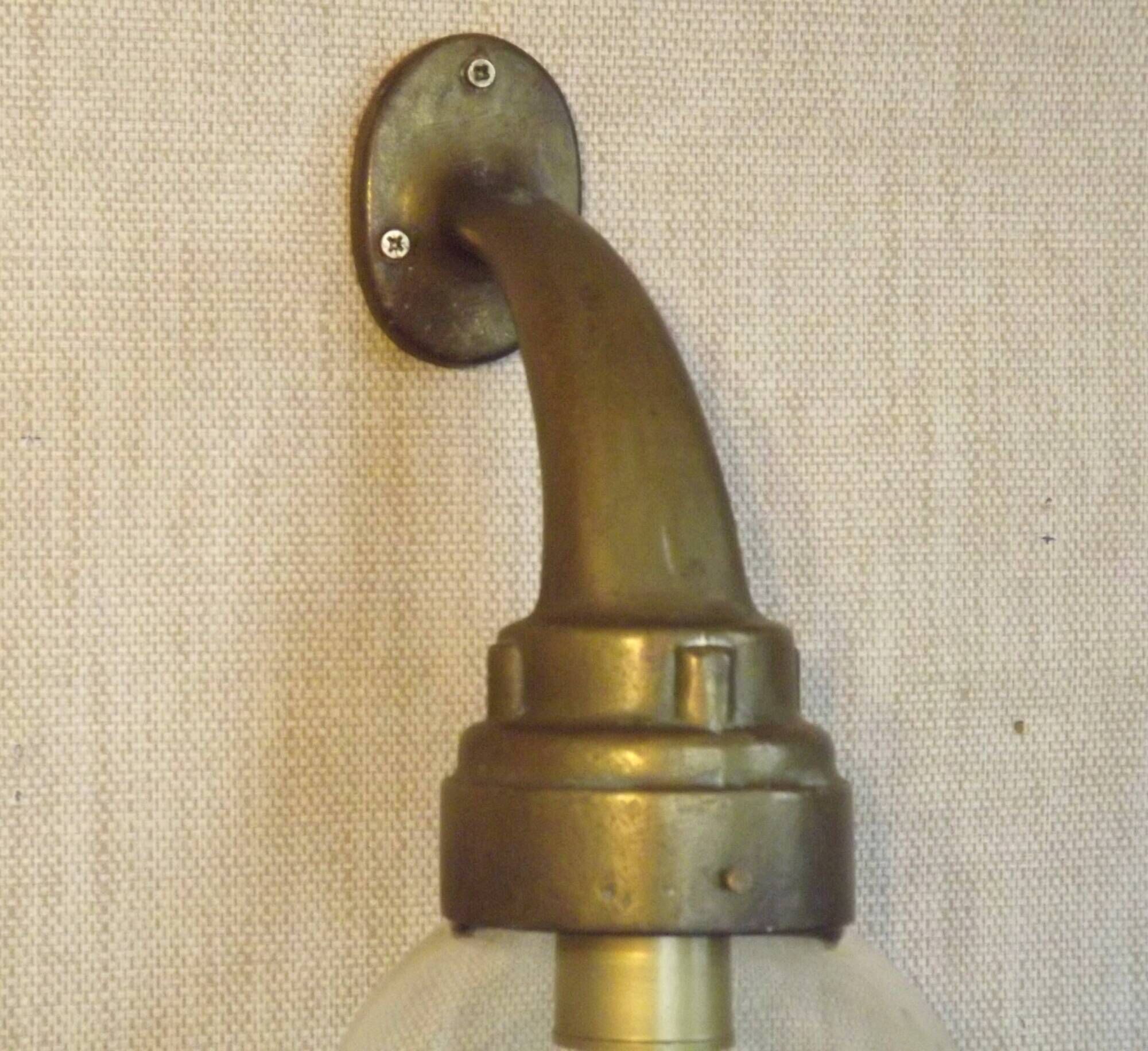 Old French Heavy Cast Bronze Marine Nautical Wall Light Glass Ball Shade 5101