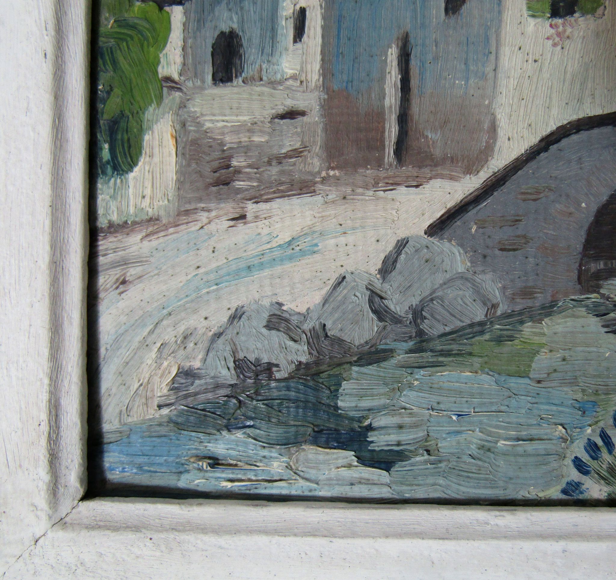 Tableau huile sur panneau, paysage montagnard