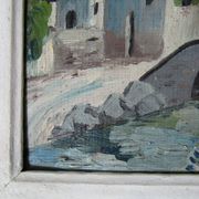 Tableau huile sur panneau, paysage montagnard