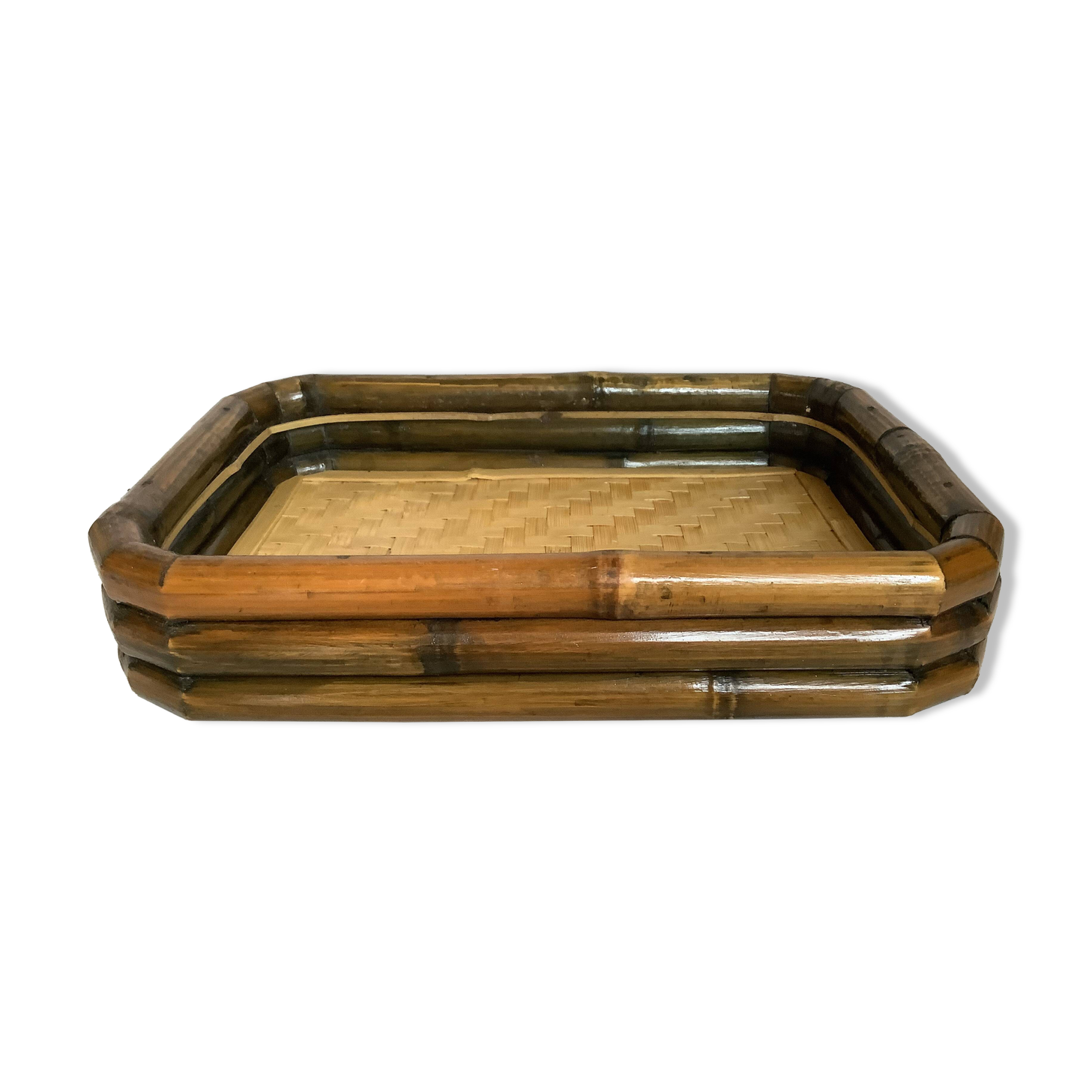 Vintage bamboo rattan tray