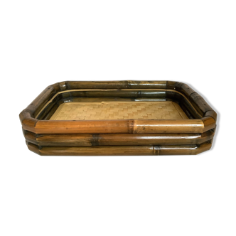 Vintage bamboo rattan tray