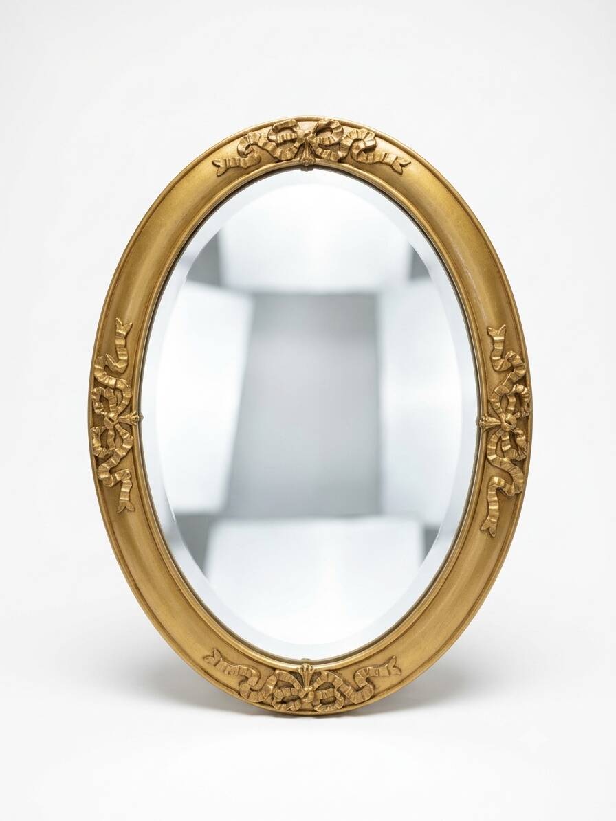 Miroir ovale style Louis XV doré miroir biseauté