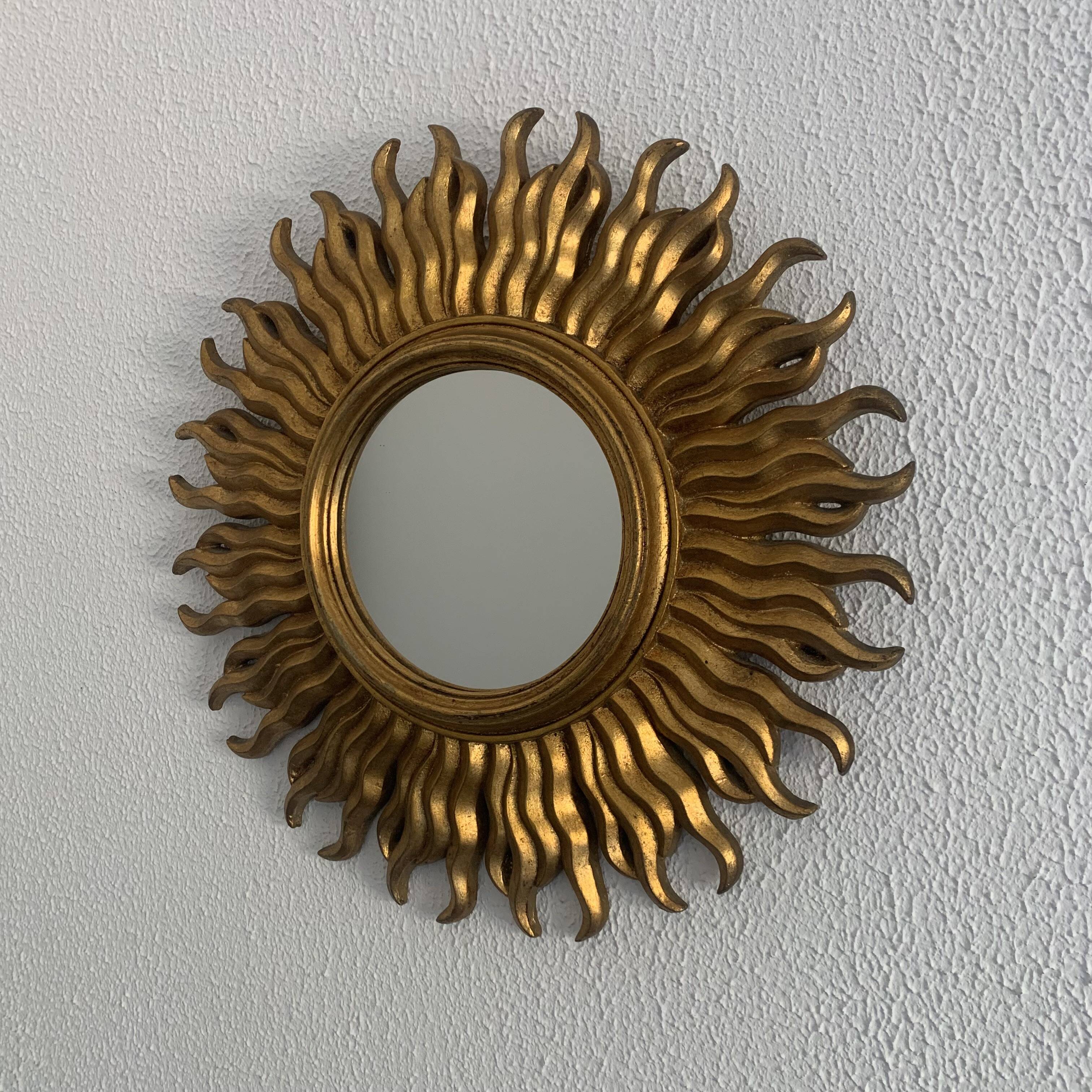 Vintage 1960s sun gold witch mirror - 47 cm